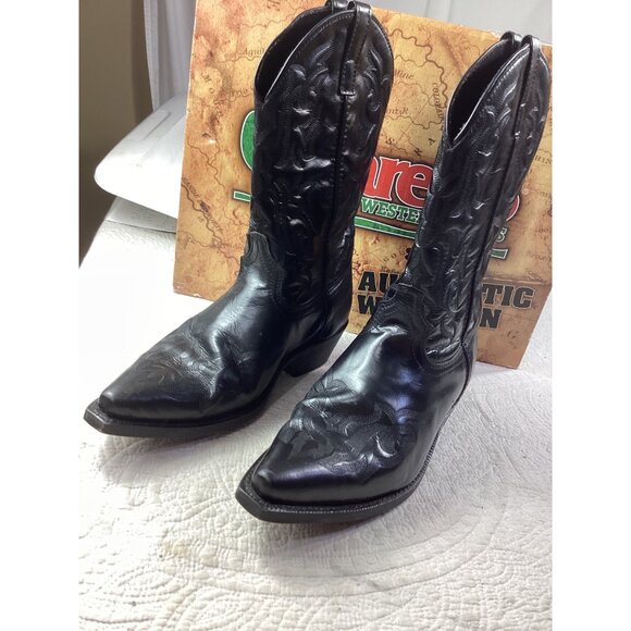 Laredo Cowboy Boots Men’s Black Leather* Sz 11 EW *Hawk*Western Style*Box - Picture 1 of 16